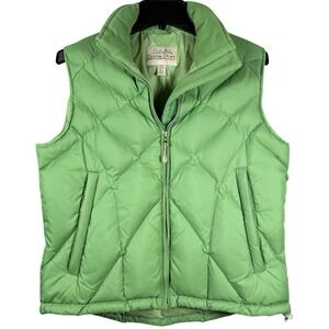 Cabelas 100% Goose Down Vest Womens Small Green Quilted 650 Fill Power Warm